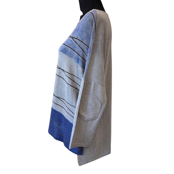 NEW GO COUTURE  Blue Perennial Asymmetric Dolman Sweater Size M FALL - Picture 4 of 7